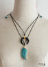 Boho Necklace, Ox Horn, Shell White and Black Onyx Crescent
